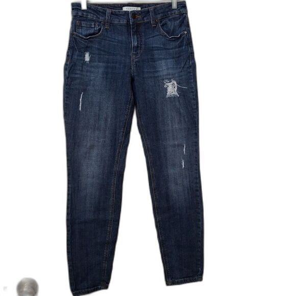 Eunina Ava Low Rise Zipper Skinny Ankle Jeans Dark Denim Womens Size 29 Blue - Picture 1 of 7